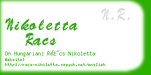 nikoletta racs business card